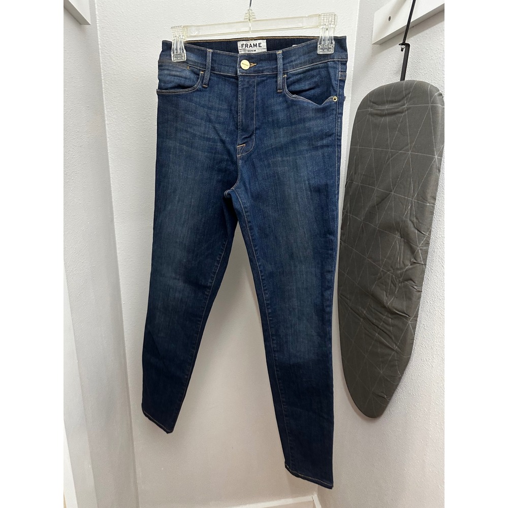 Frame Denim Le High Skinny Jeans Dark Indigo Blue High Rise Size 28 - Picture 2 of 6